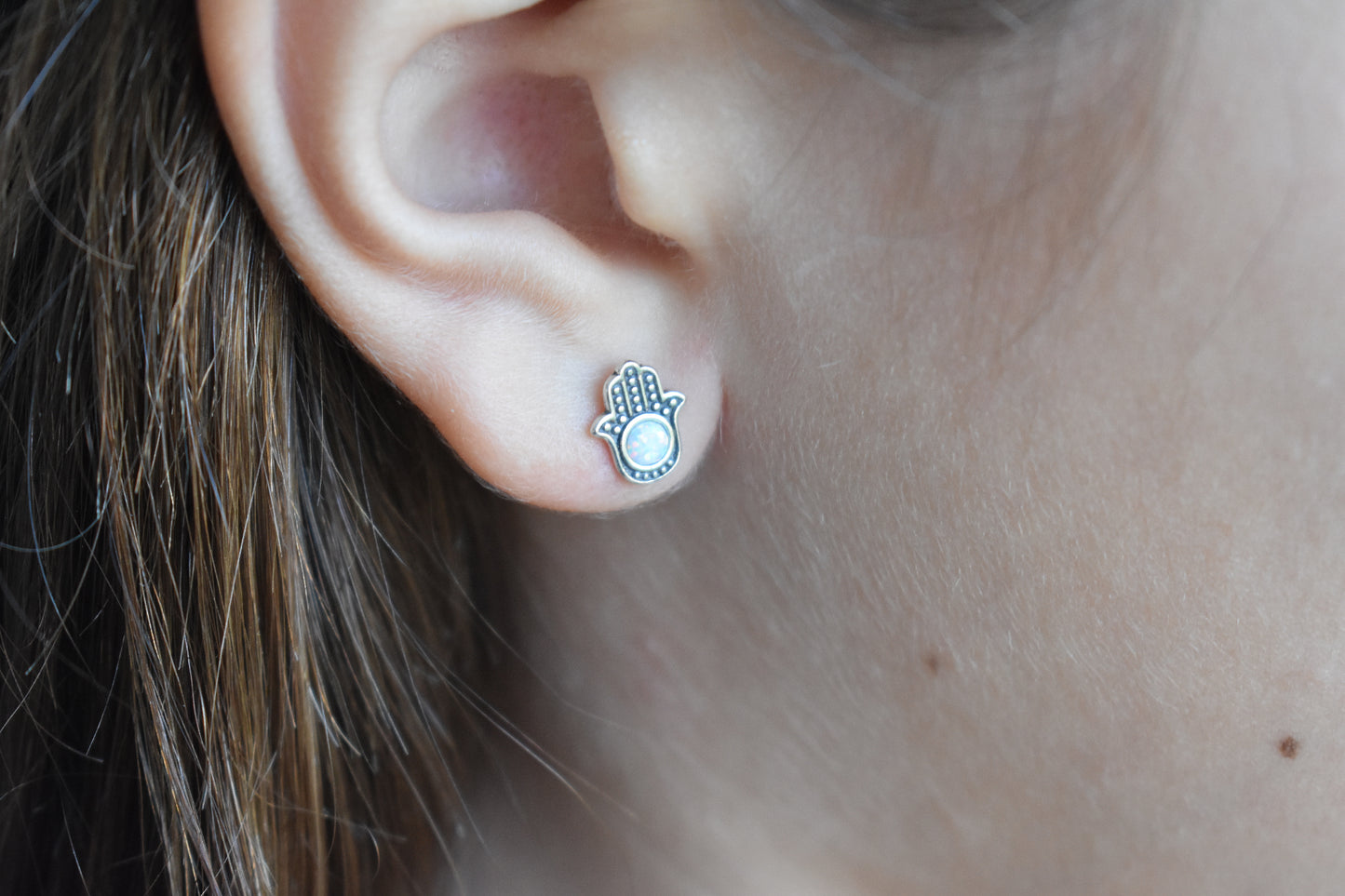 Hamsa Hand Protection Studs-Sterling Silver