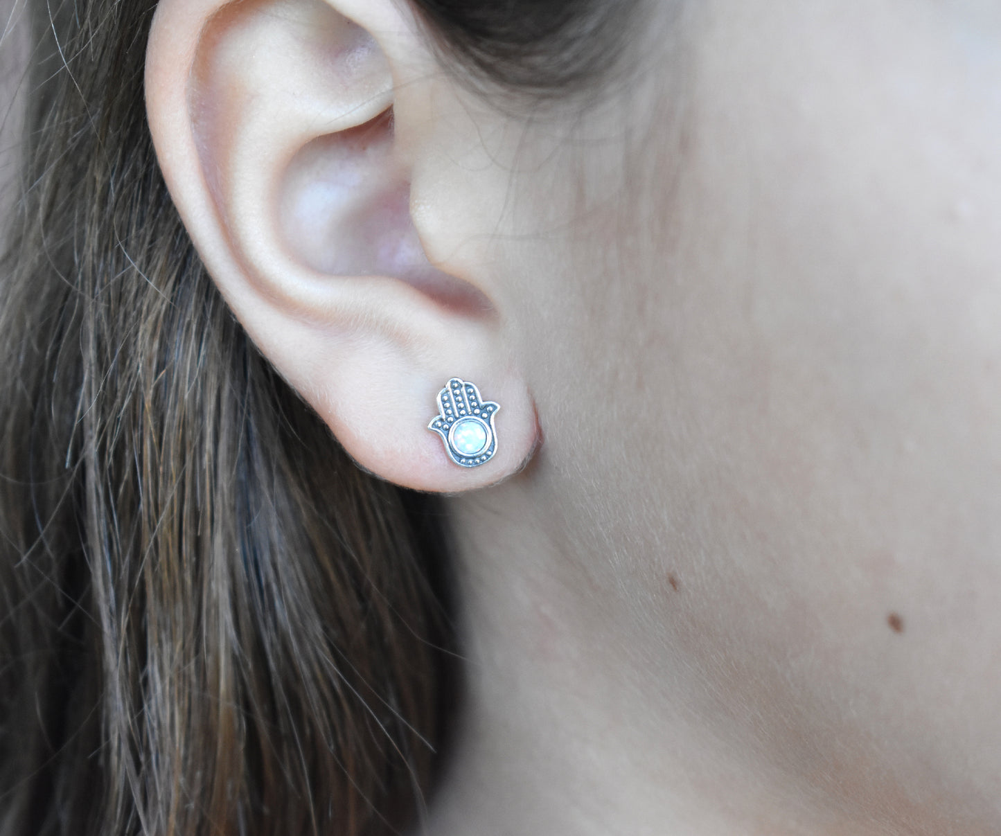Hamsa Hand Protection Studs-Sterling Silver