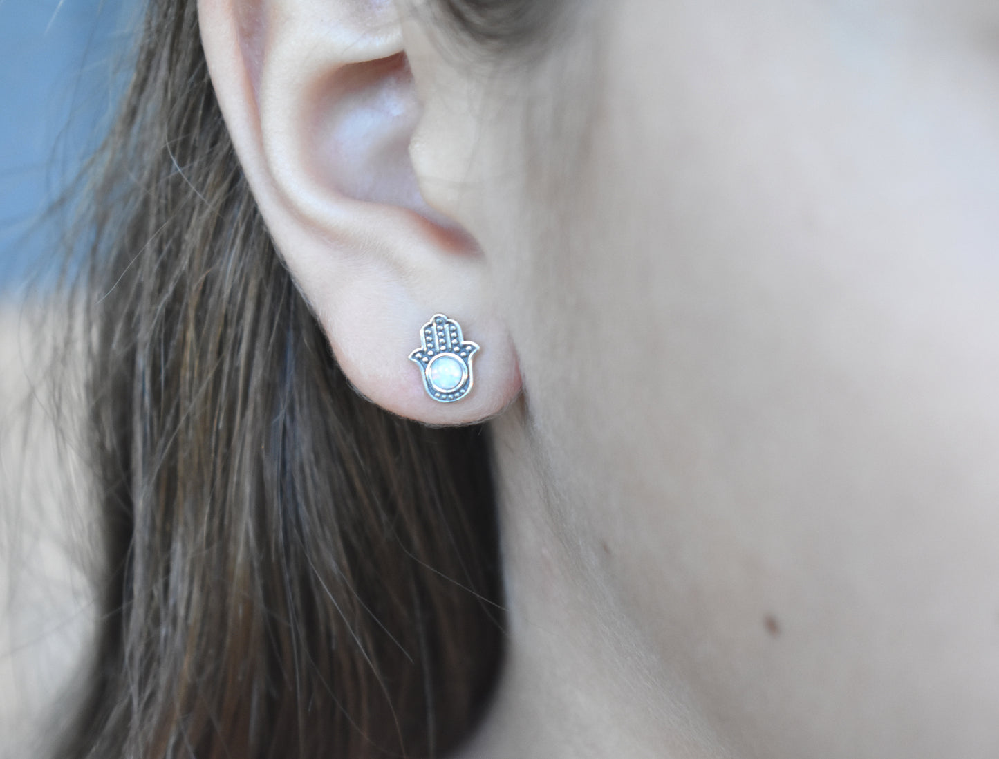 Hamsa Hand Protection Studs-Sterling Silver