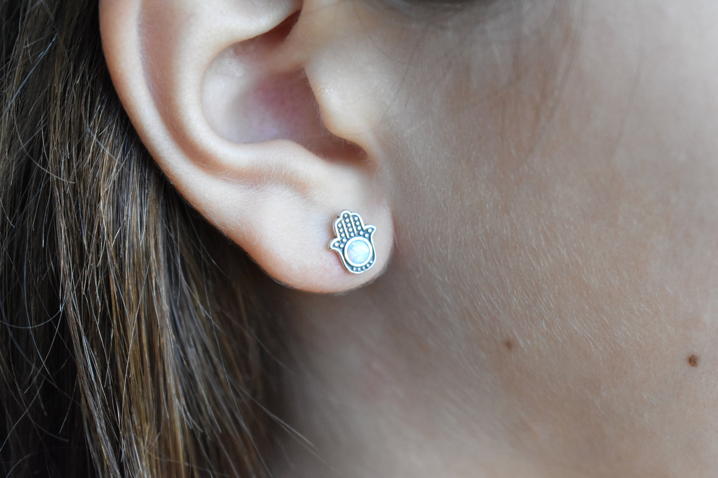 Hamsa Hand Protection Studs-Sterling Silver