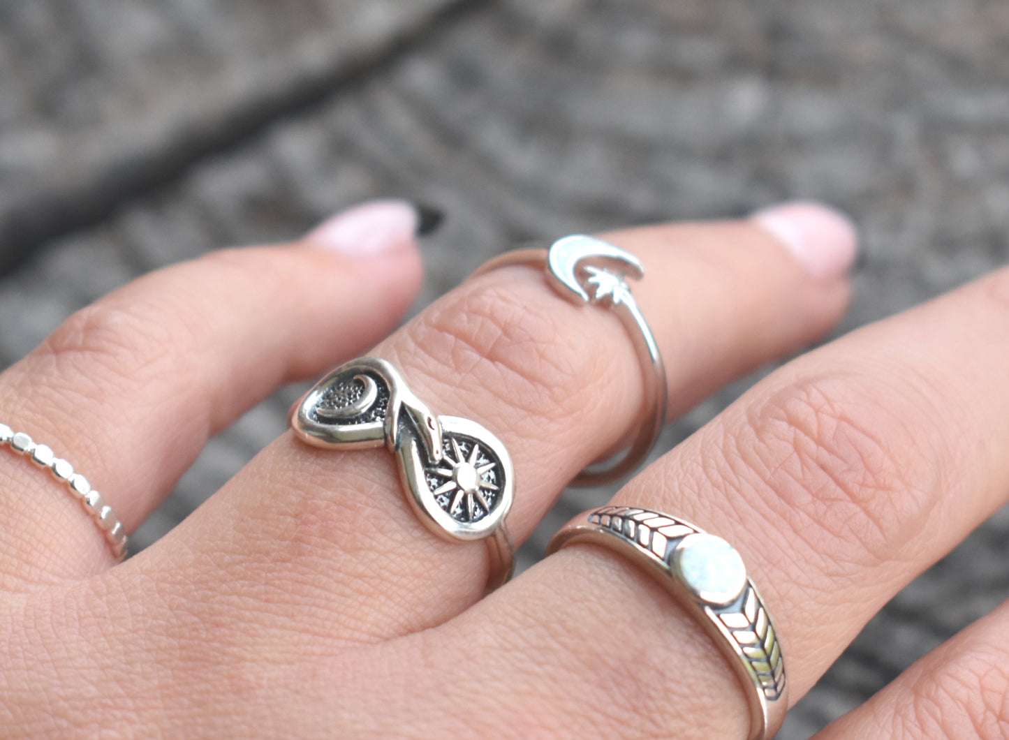 Sun and Moon Infinity Ring-Sterling Silver