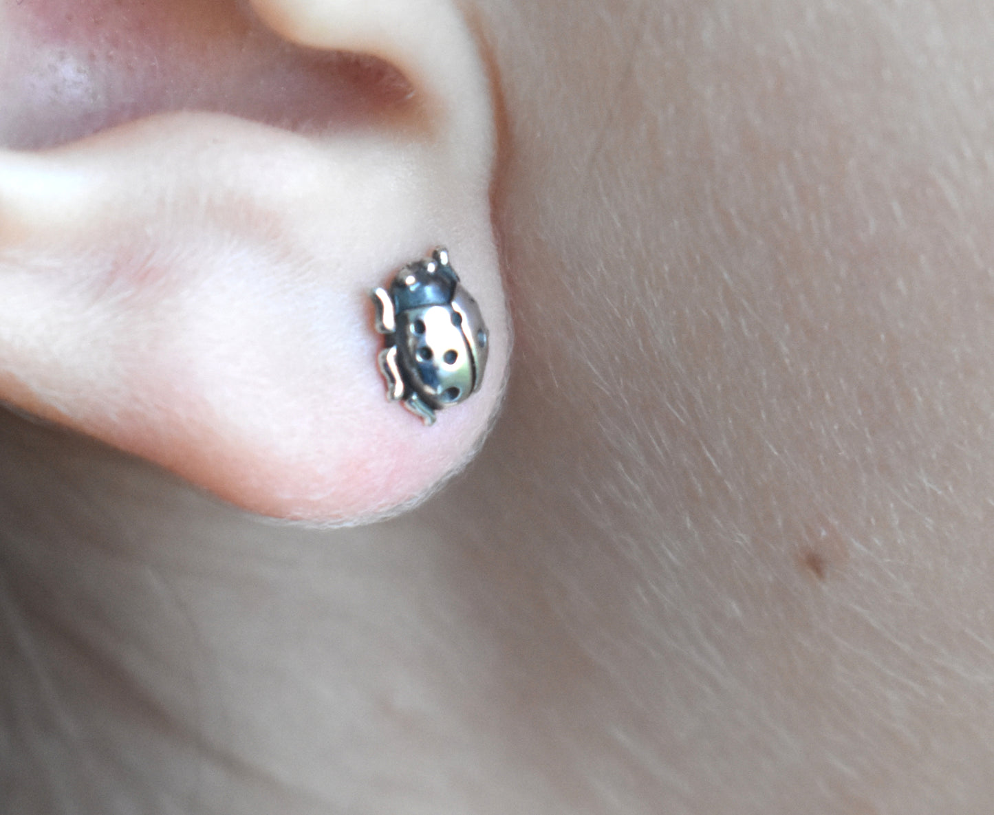 Ladybug Stud Earrings-Sterling Silver