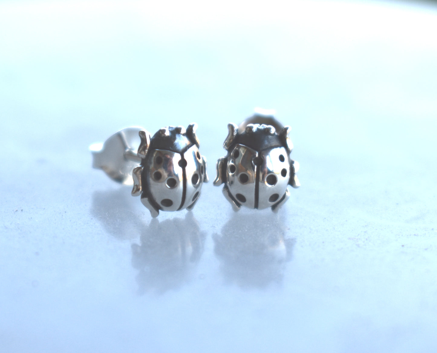 Ladybug Stud Earrings-Sterling Silver