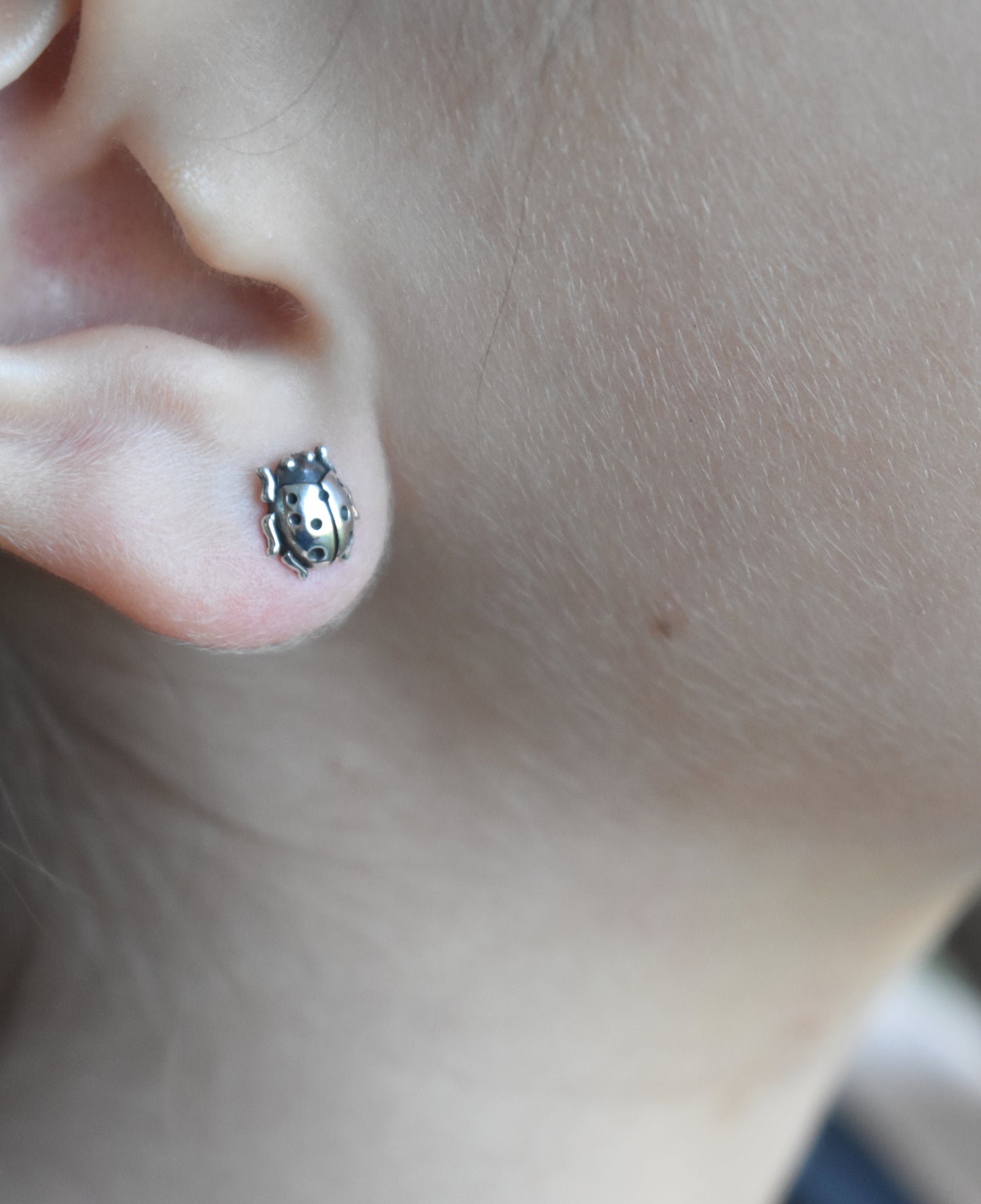 Ladybug Stud Earrings-Sterling Silver