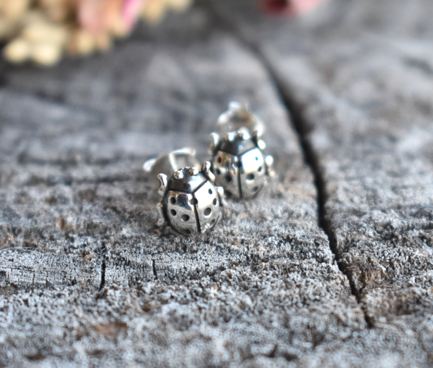 Ladybug Stud Earrings-Sterling Silver