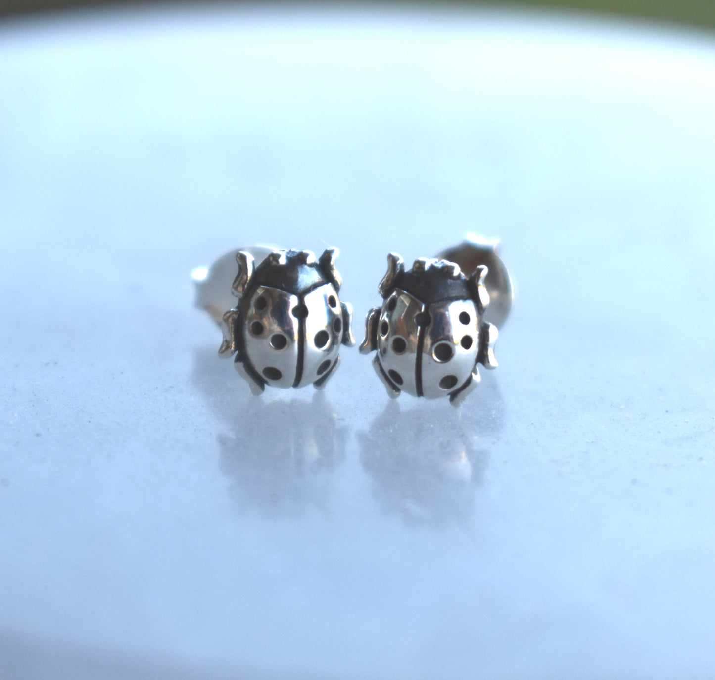 Ladybug Stud Earrings-Sterling Silver
