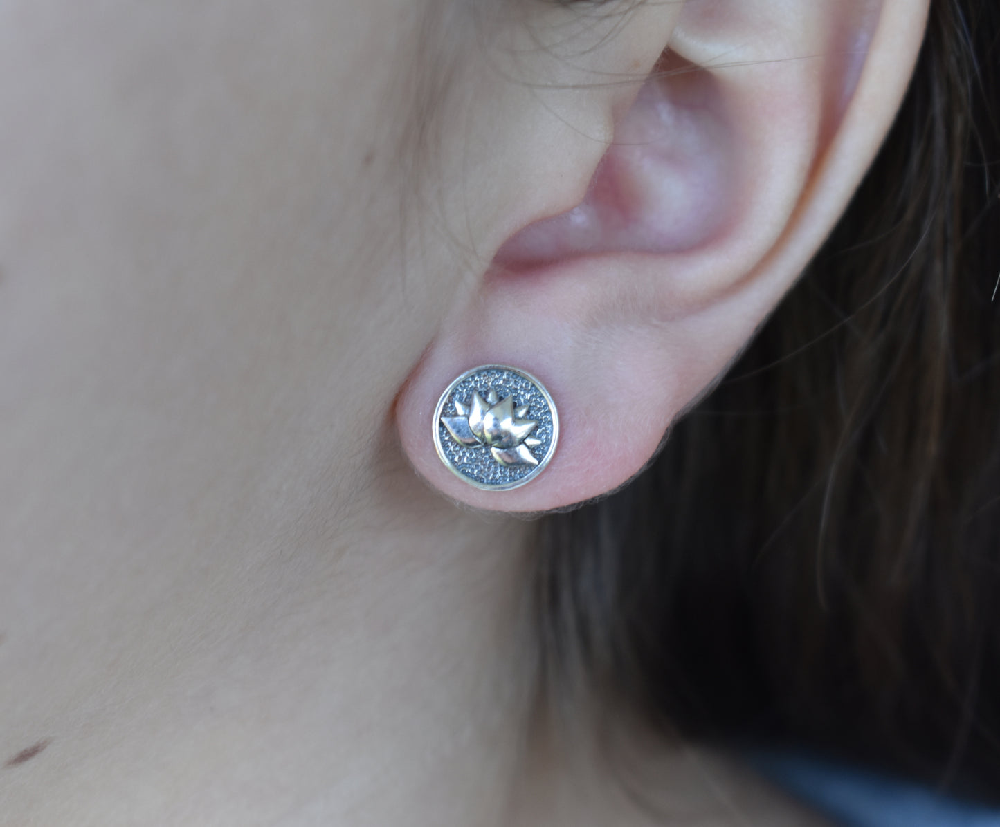 Lotus Flower Circle Earrings