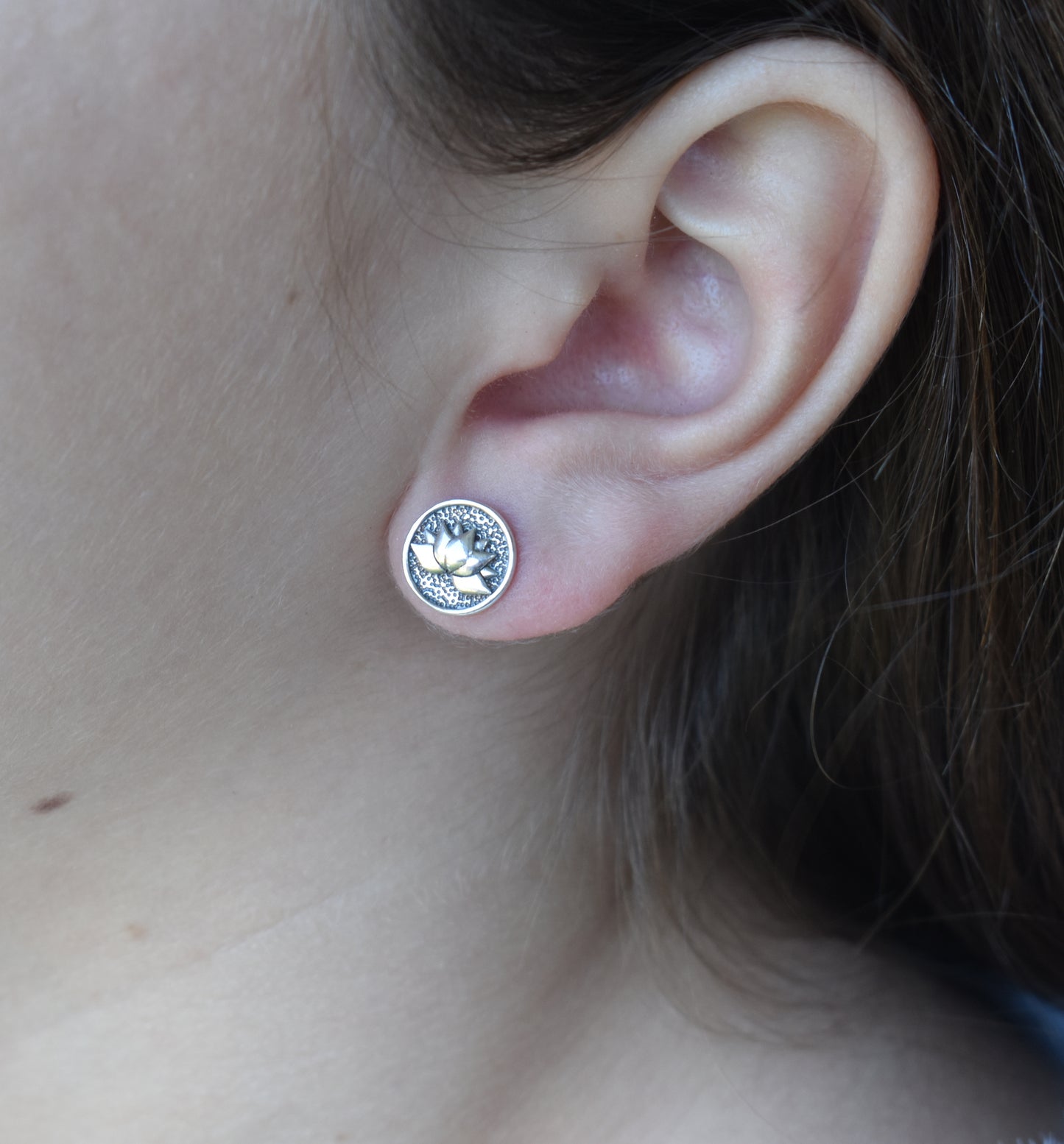 Lotus Flower Circle Earrings