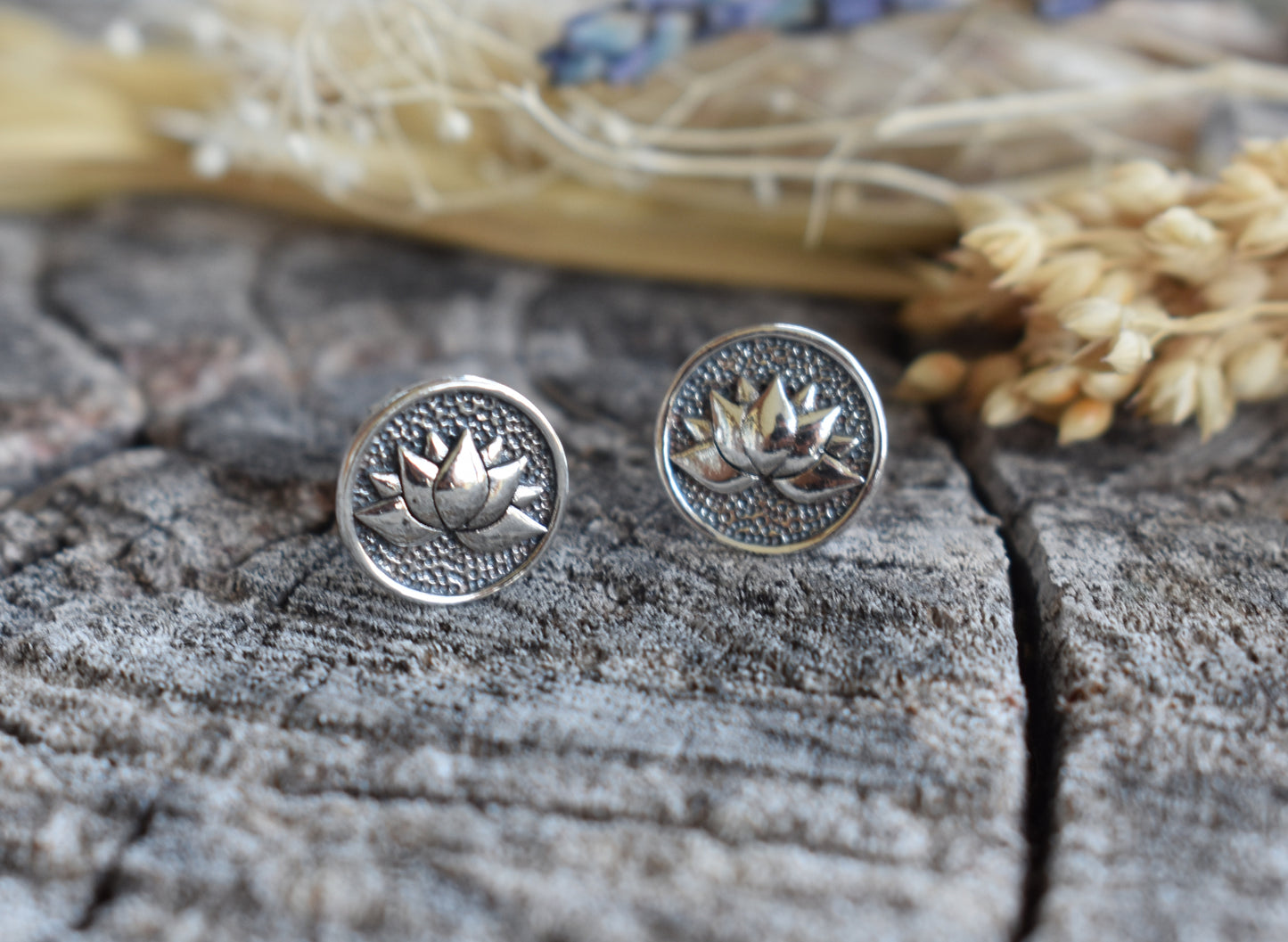 Lotus Flower Circle Earrings