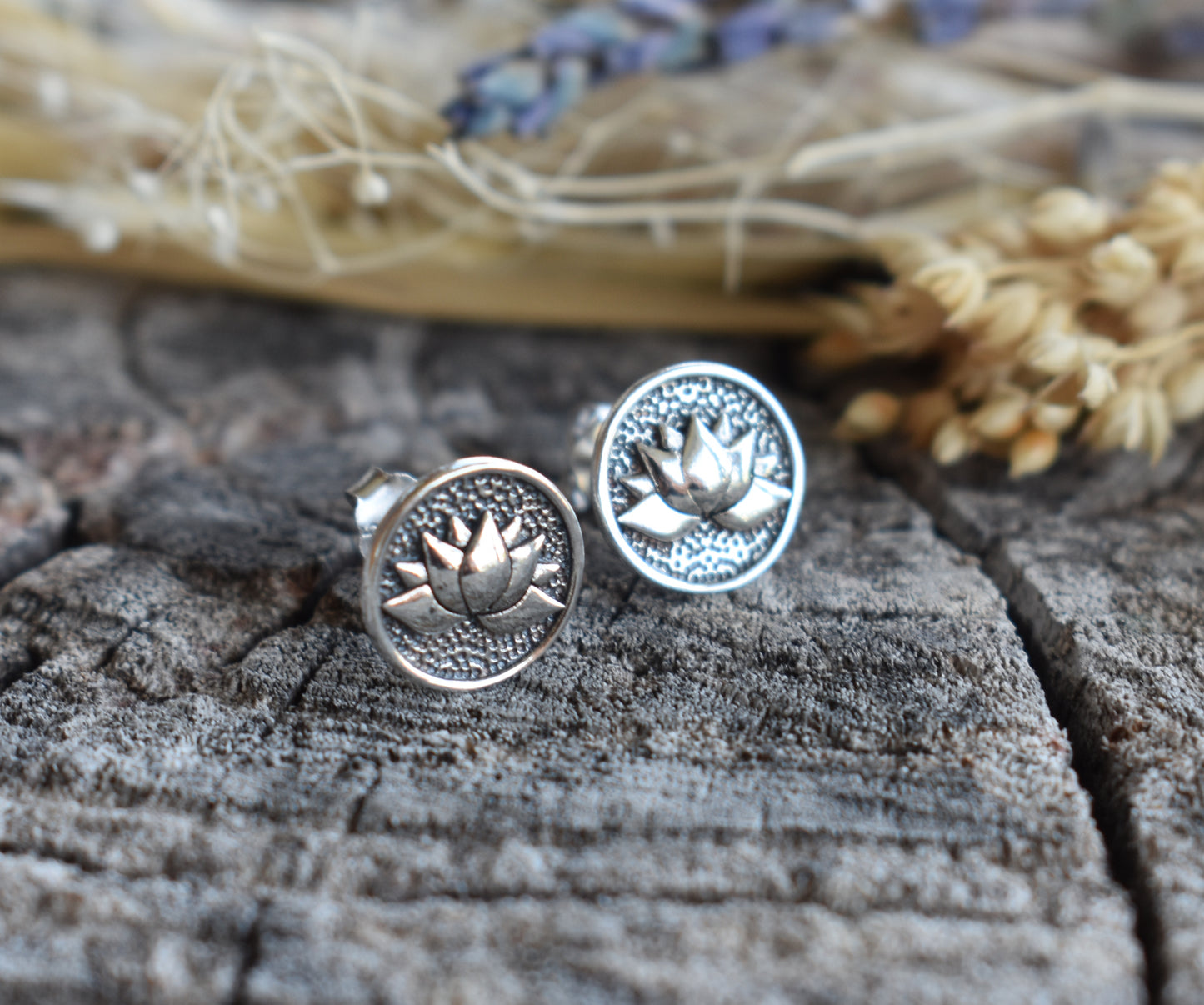 Lotus Flower Circle Earrings