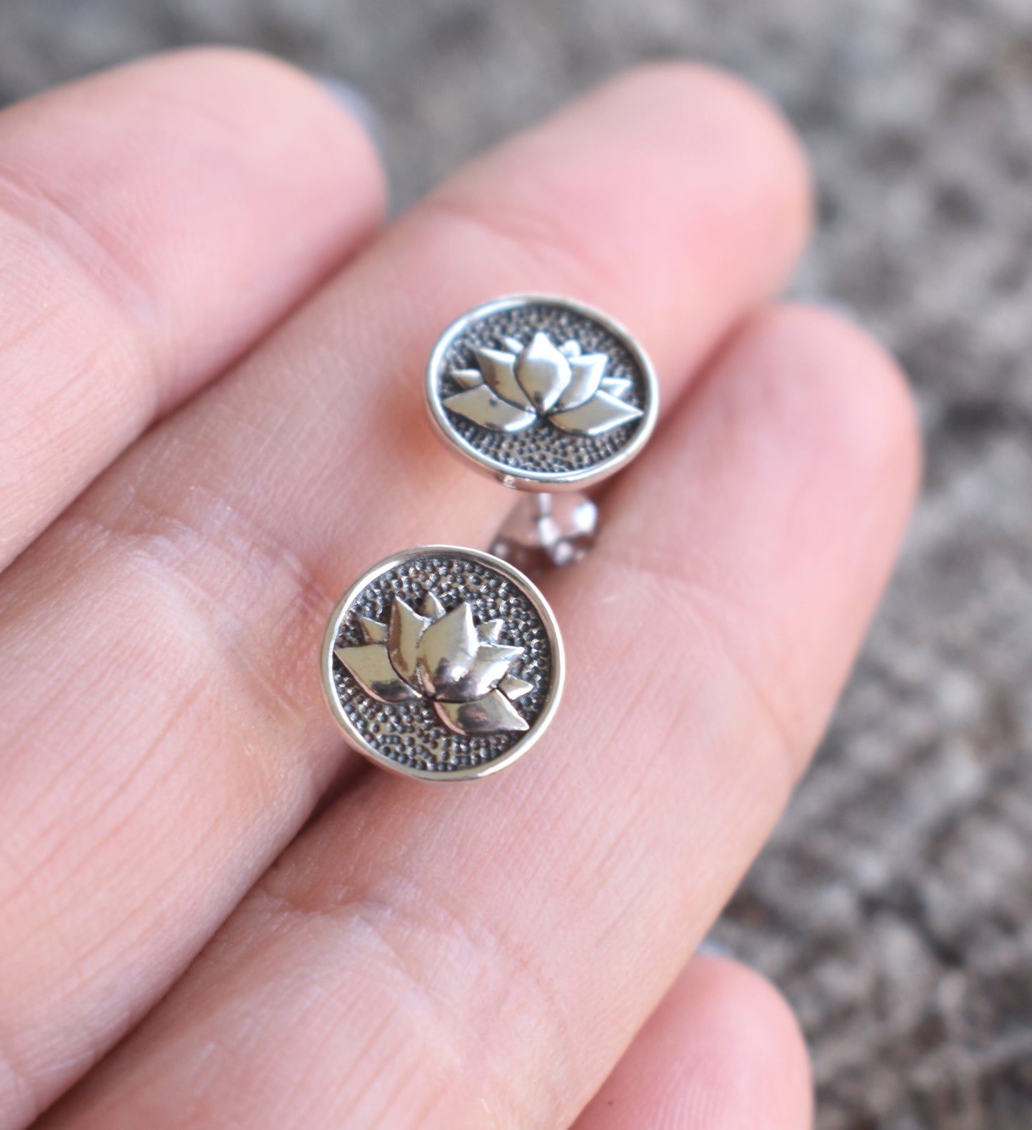 Lotus Flower Circle Earrings