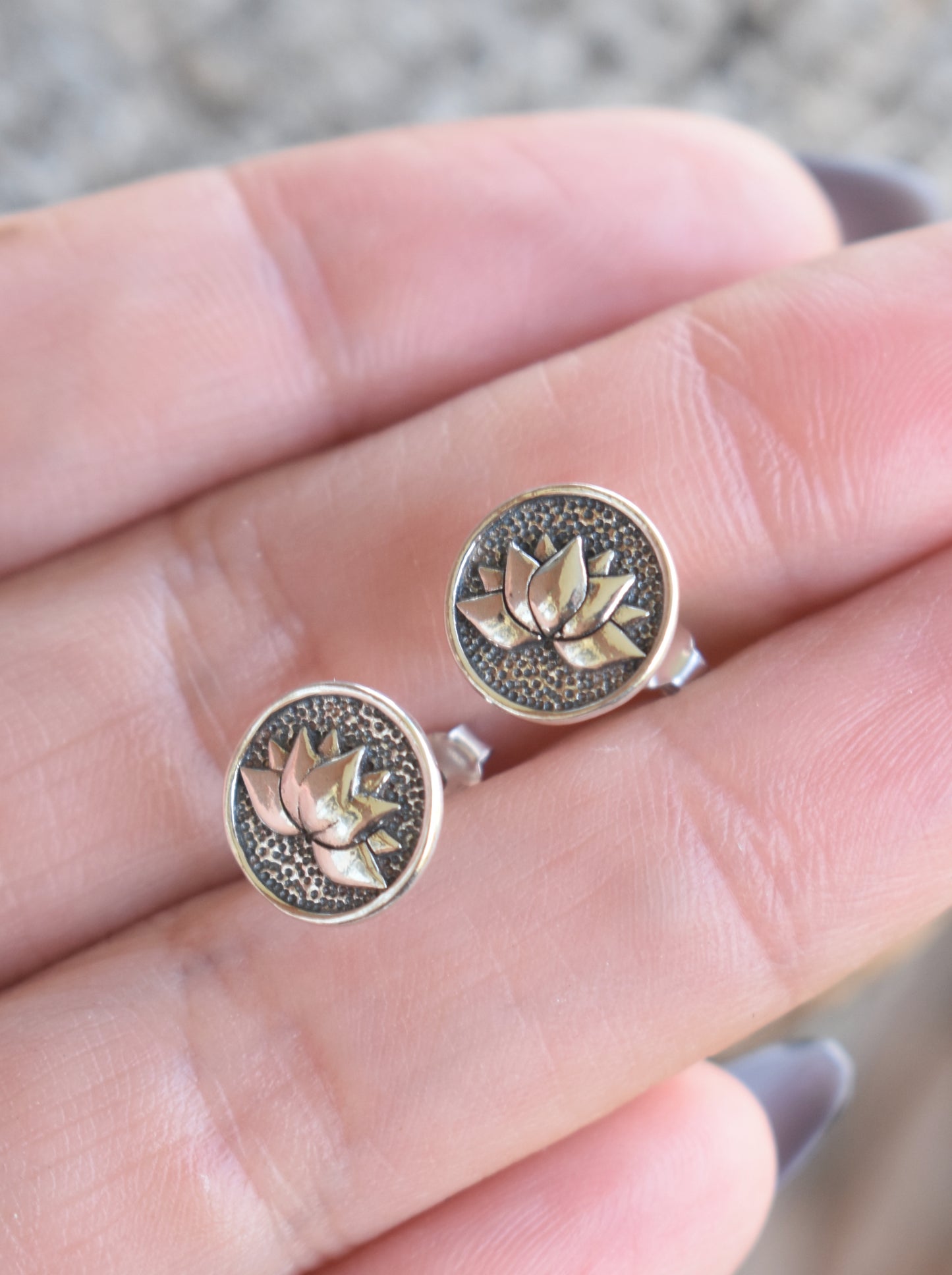Lotus Flower Circle Earrings