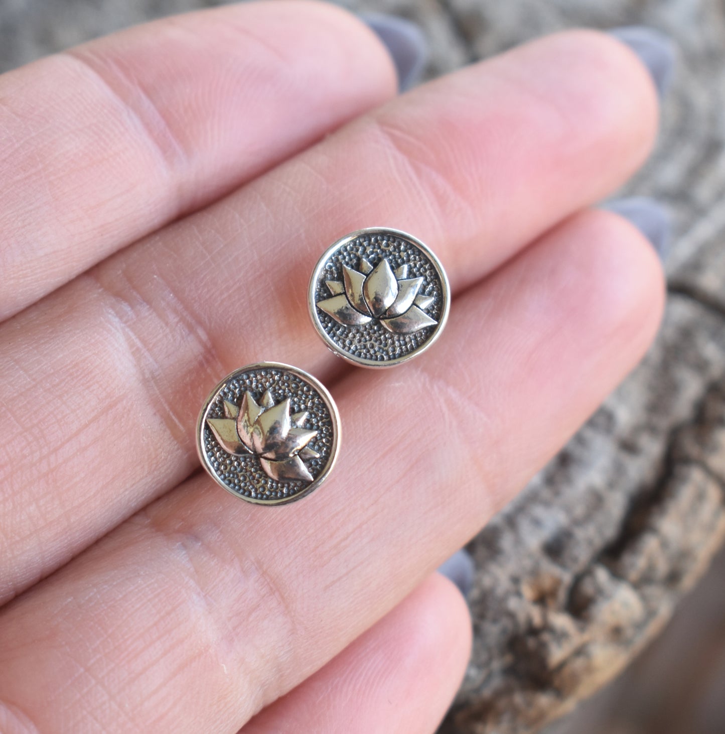 Lotus Flower Circle Earrings
