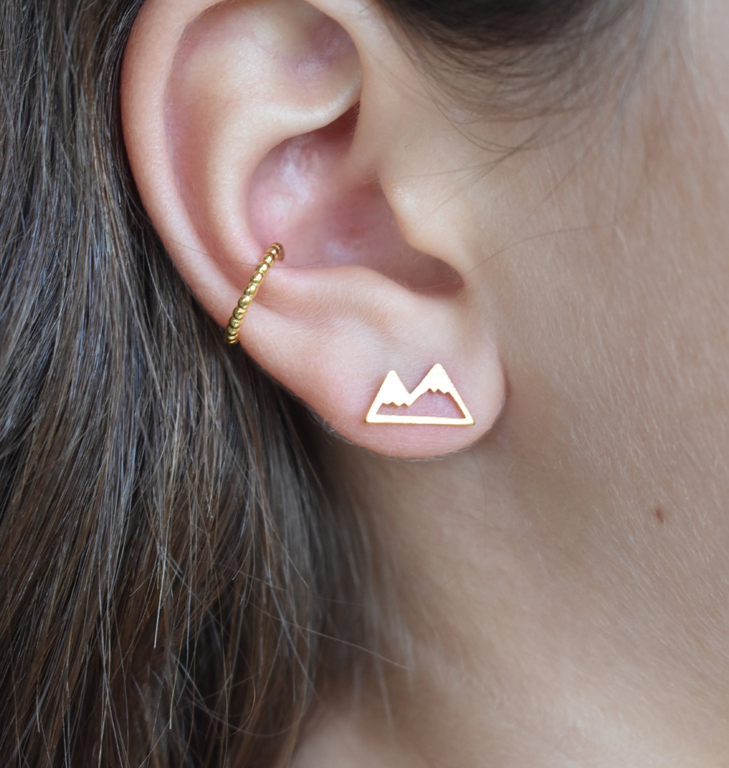 Gold Mountain Stud Earrings-18k