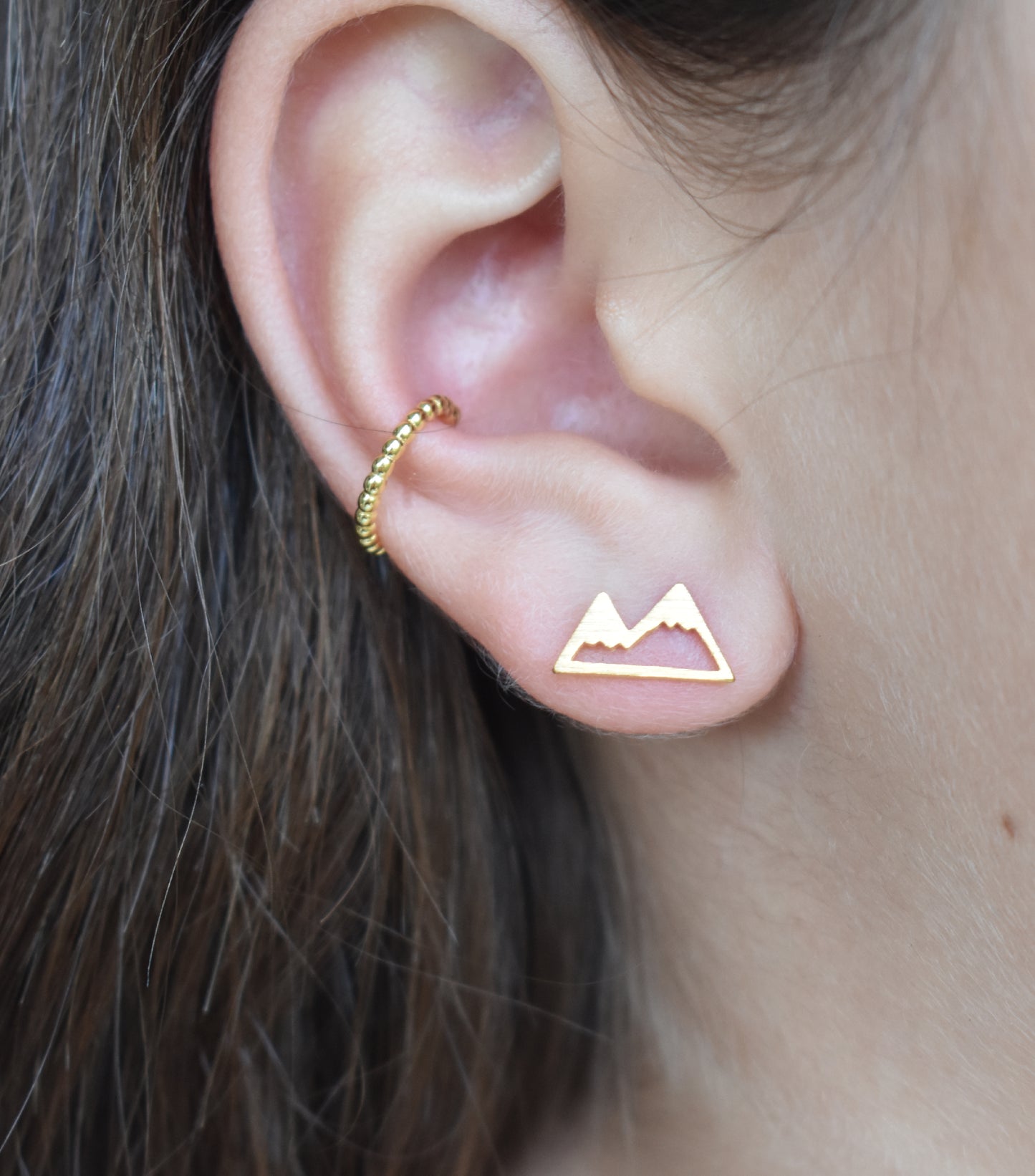 Gold Mountain Stud Earrings-18k