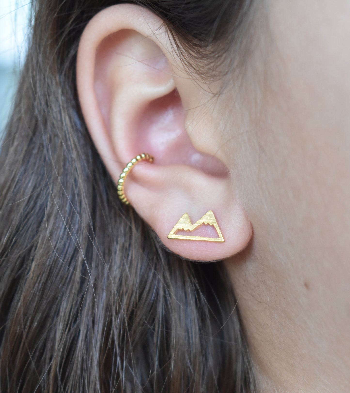 Gold Mountain Stud Earrings-18k