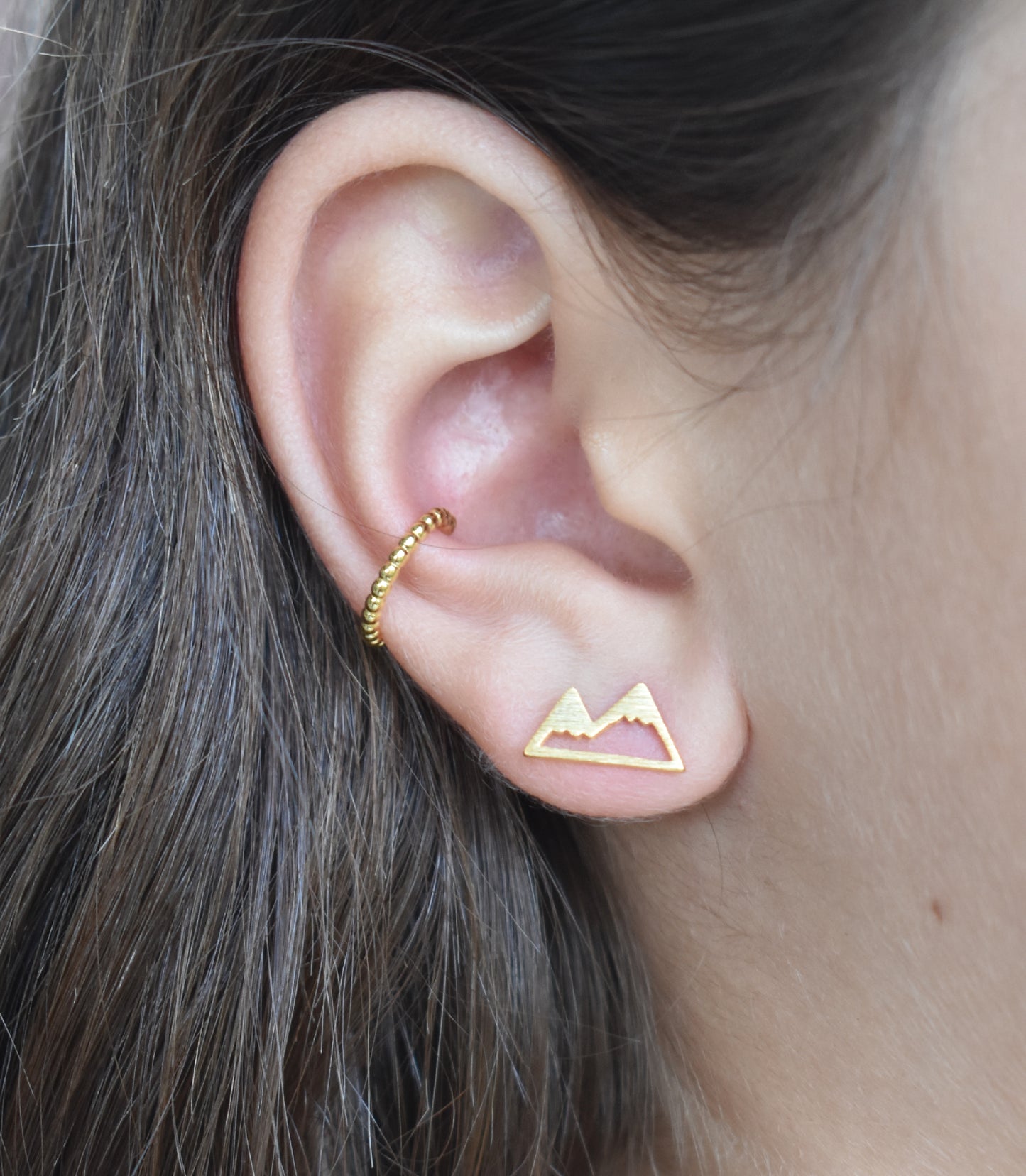 Gold Mountain Stud Earrings-18k