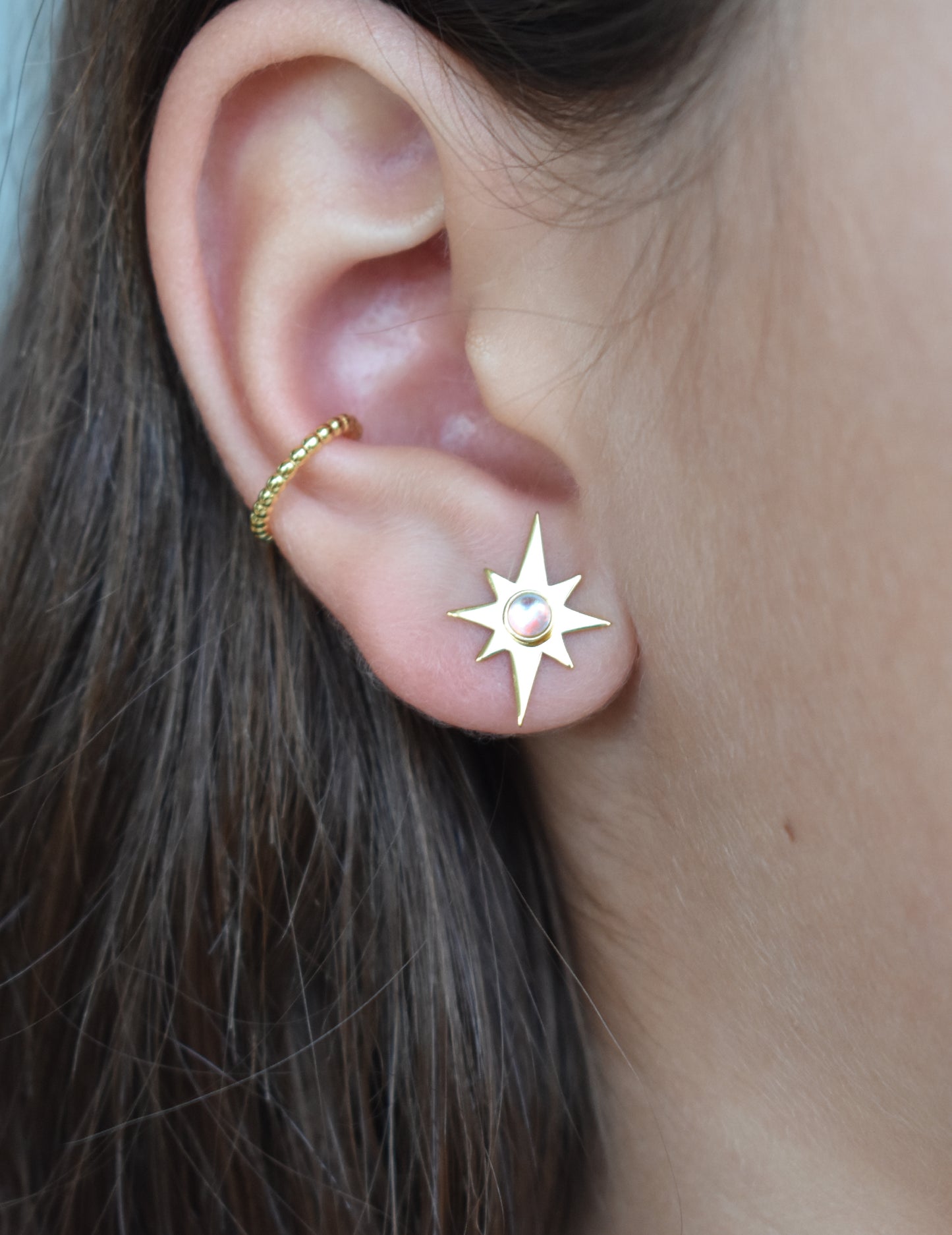 Gold Starburst Earrings-18k