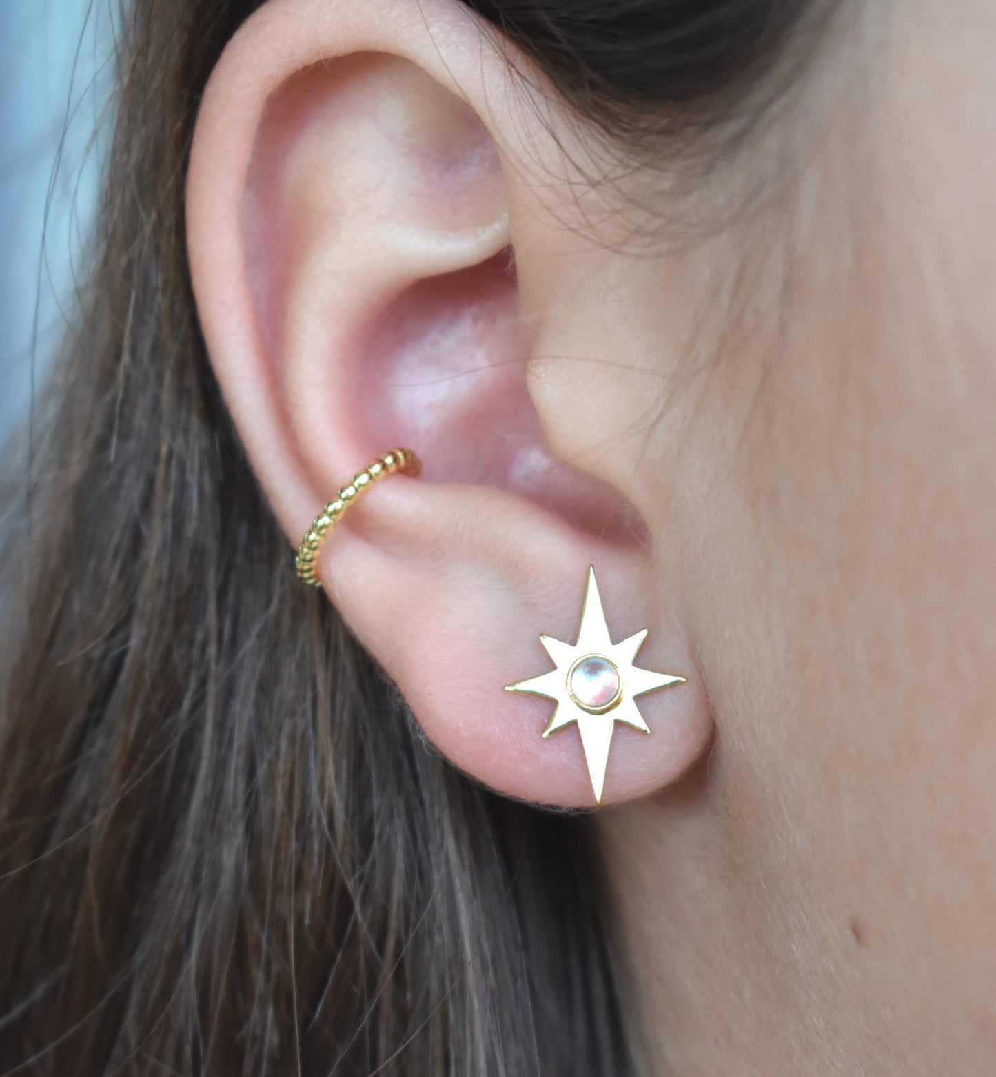 Gold Starburst Earrings-18k