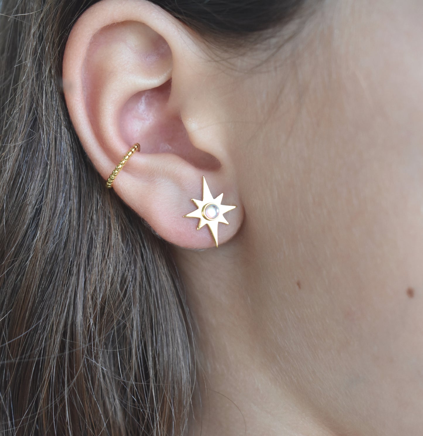 Gold Starburst Earrings-18k