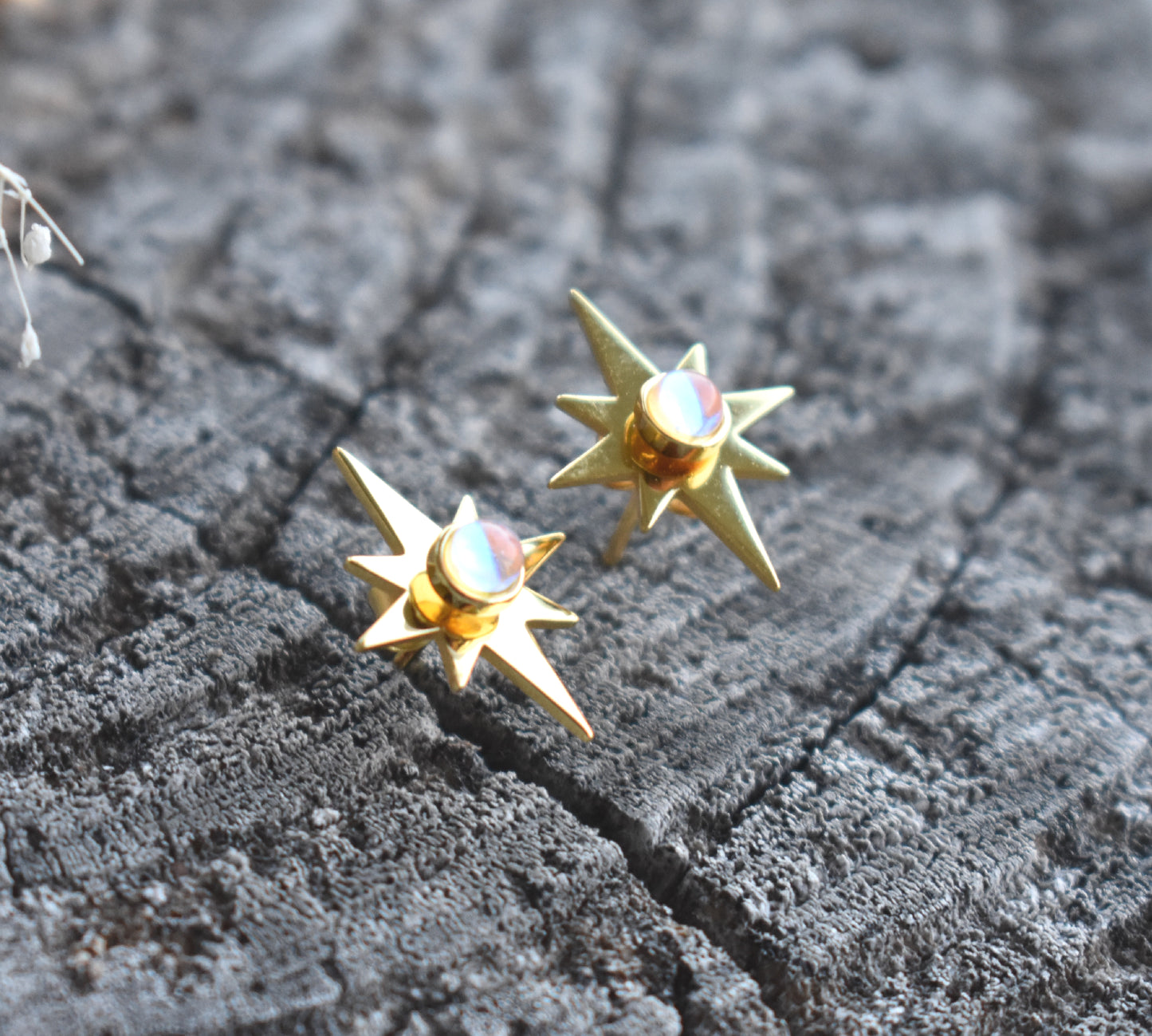 Gold Starburst Earrings-18k
