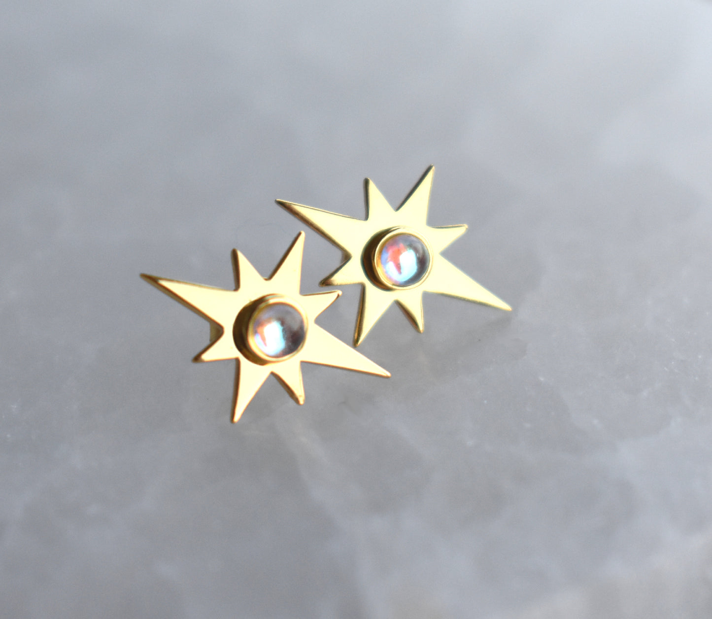 Gold Starburst Earrings-18k