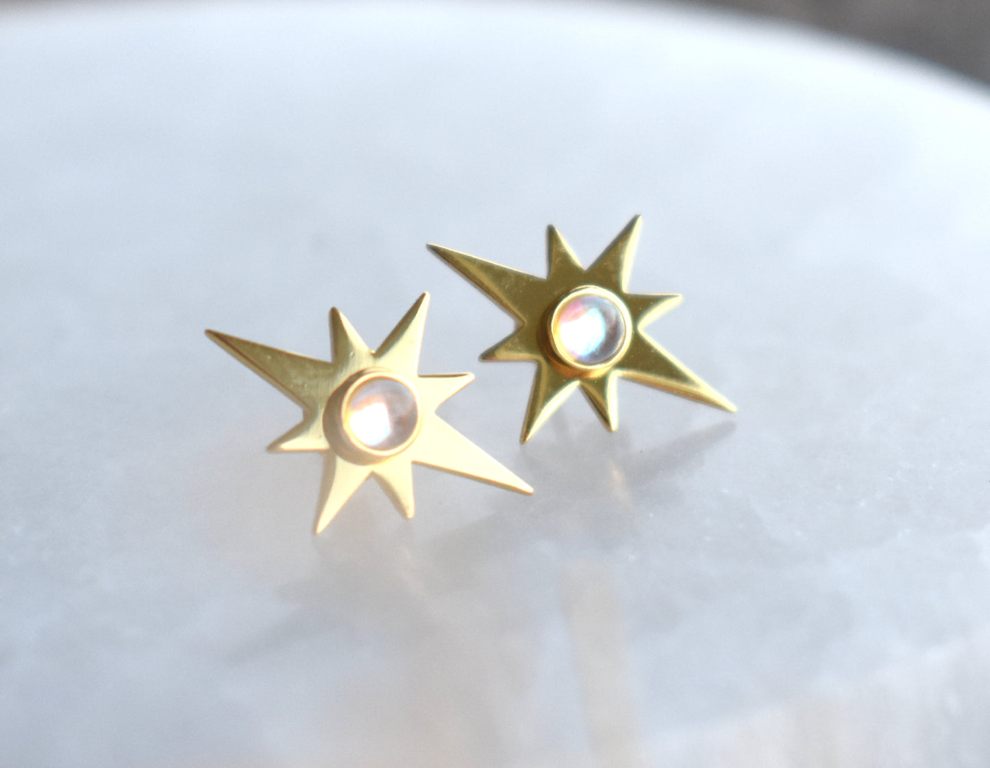 Gold Starburst Earrings-18k