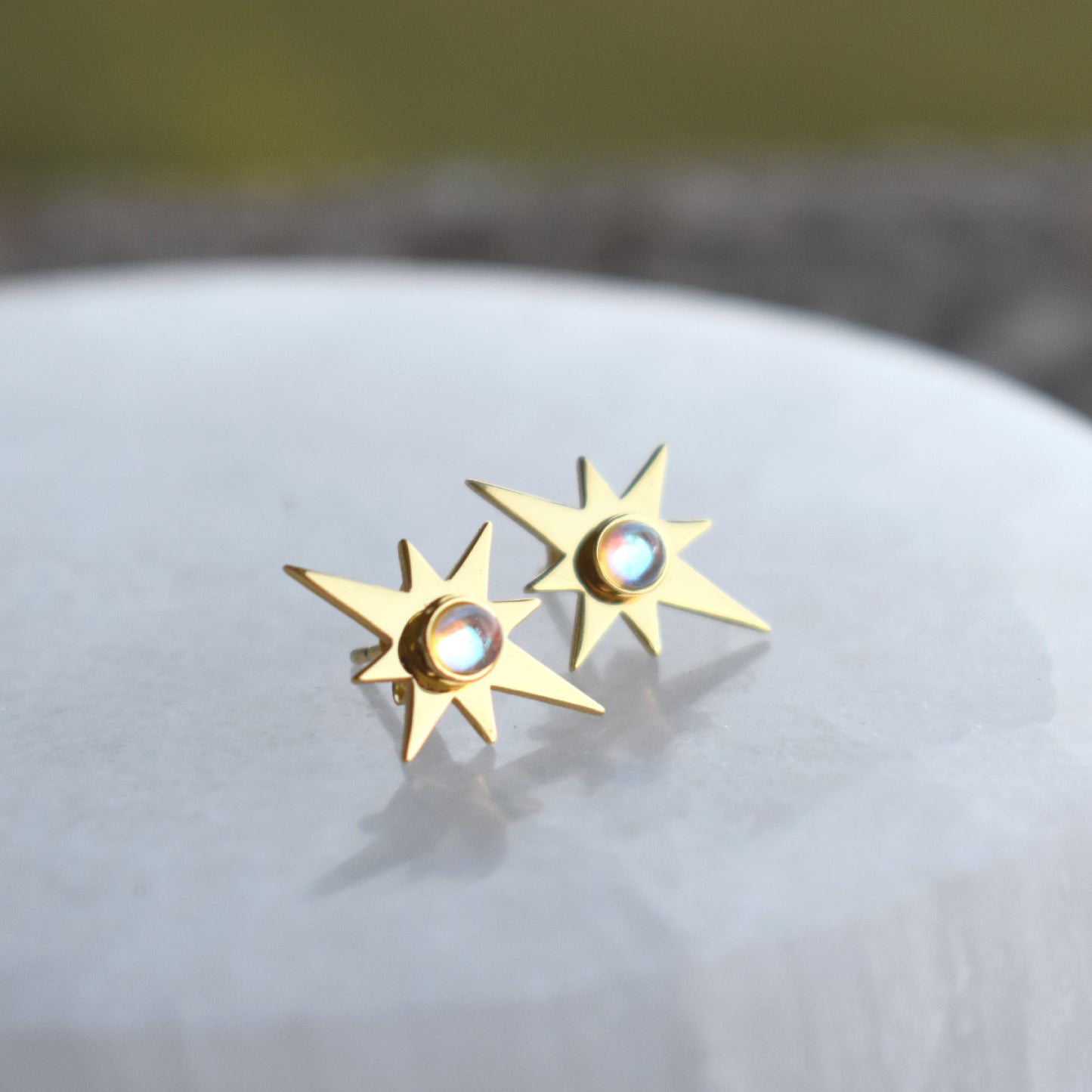 Gold Starburst Earrings-18k