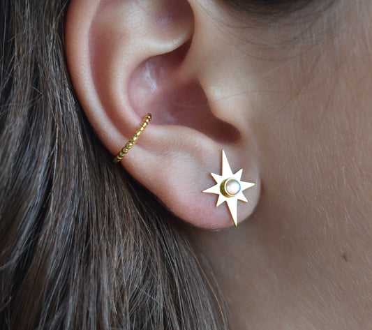 Gold Starburst Earrings-18k