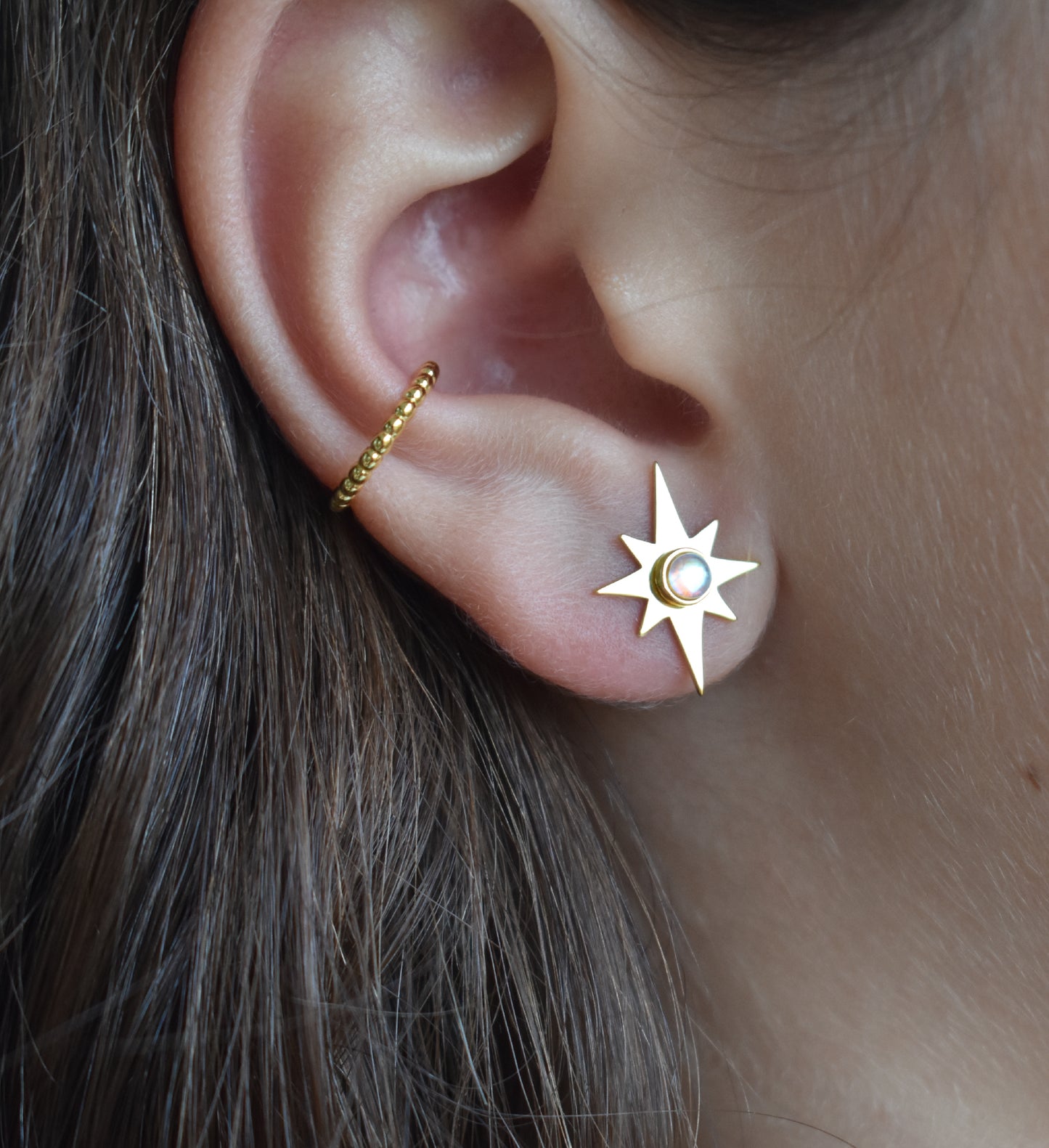 Gold Starburst Earrings-18k