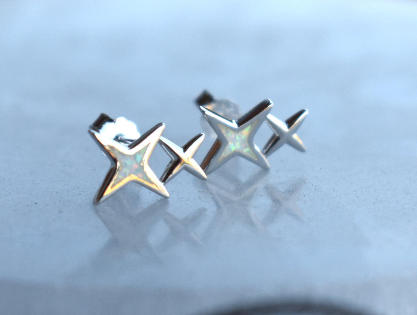 North Star Fire Opal Studs-Sterling Silver