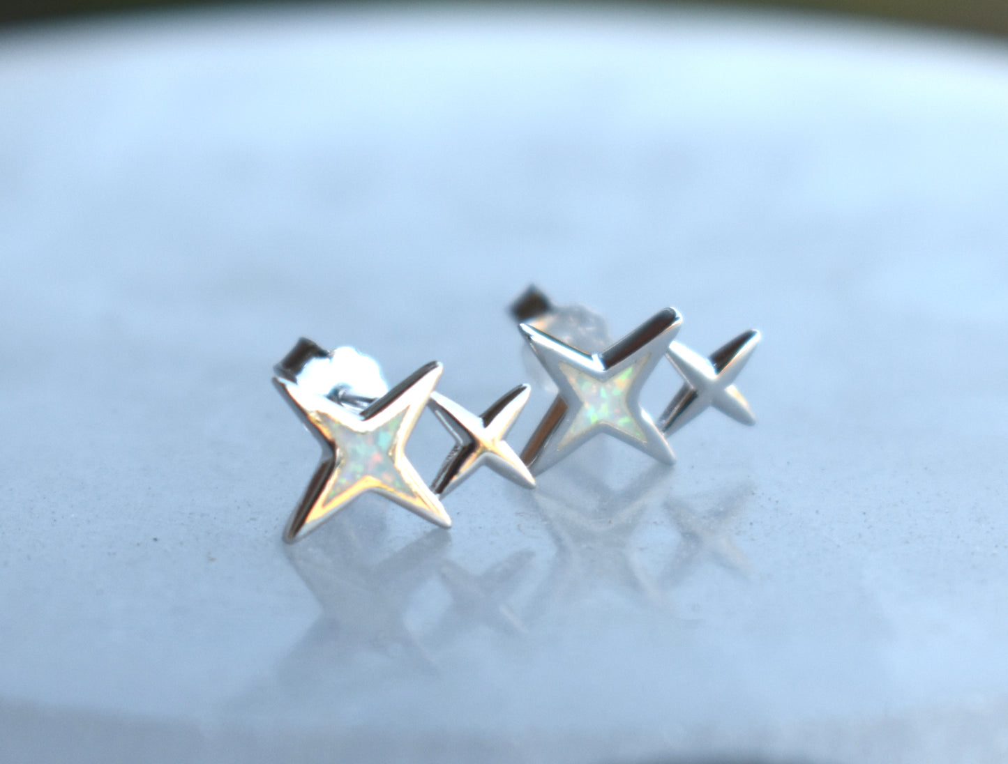 North Star Fire Opal Studs-Sterling Silver