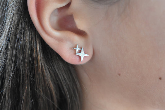 North Star Fire Opal Studs-Sterling Silver