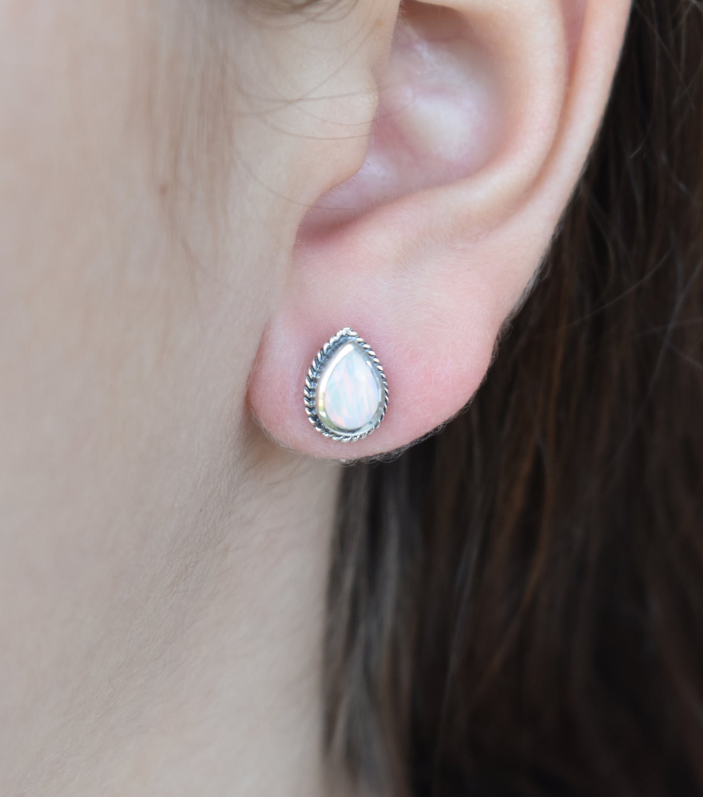 Teardrop Fire Opal Studs