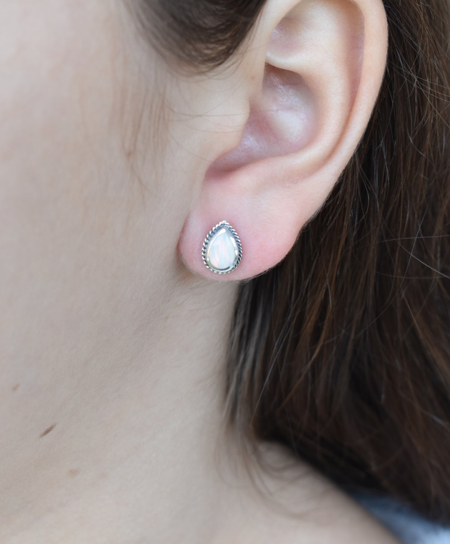 Teardrop Fire Opal Studs