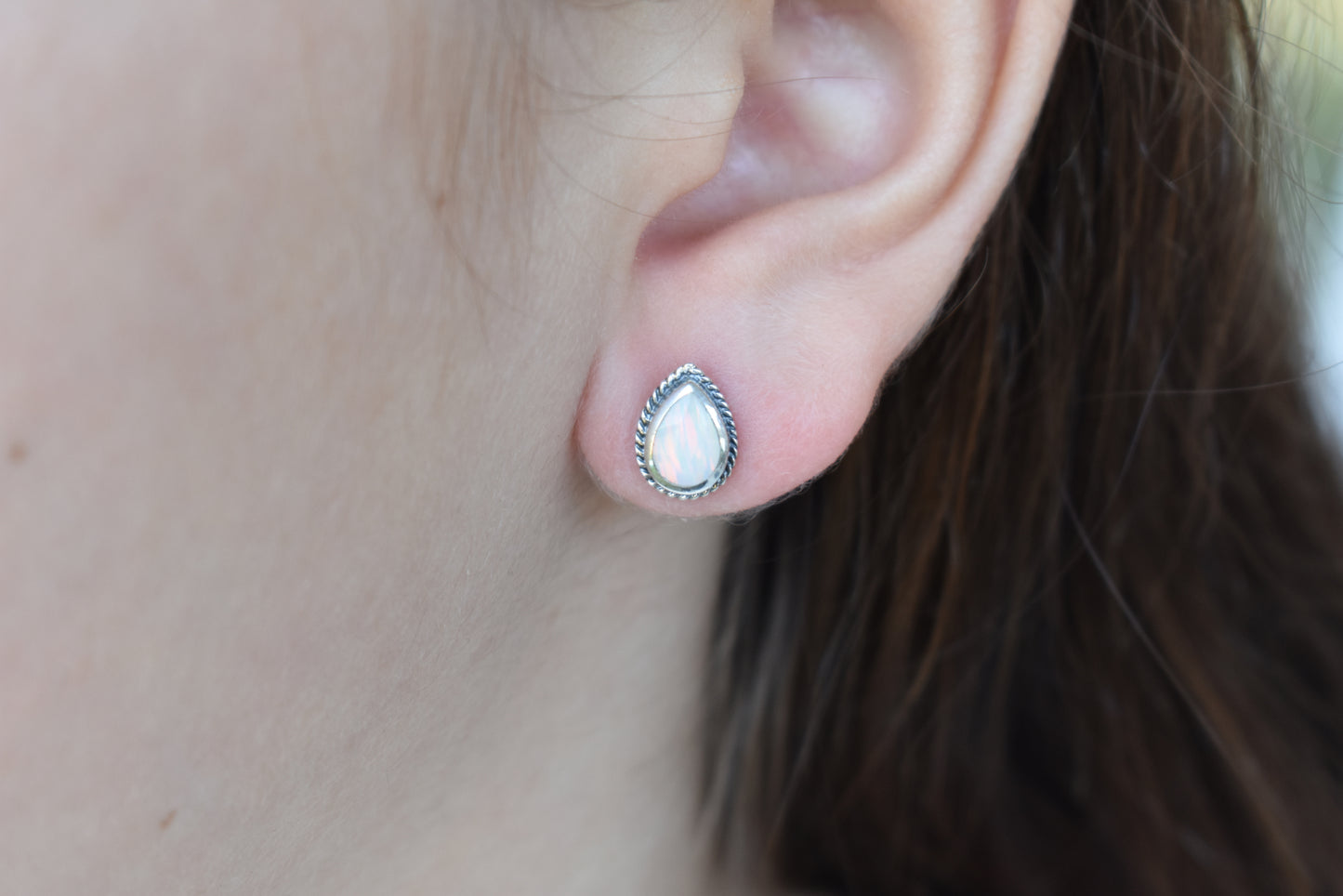 Teardrop Fire Opal Studs