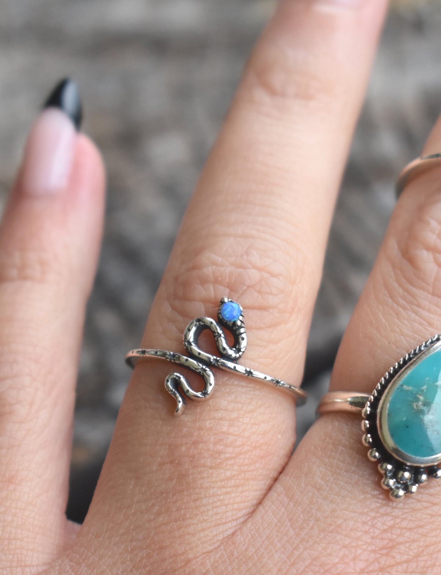 Opal Snake Ring-Sterling Silver