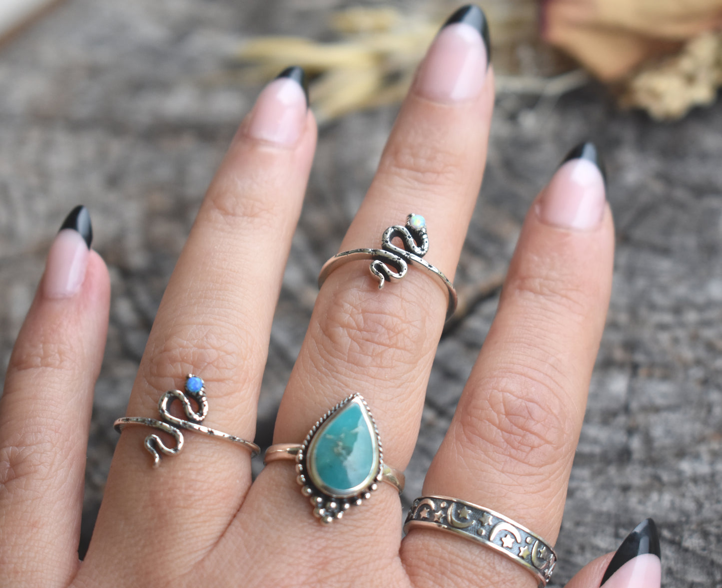 Opal Snake Ring-Sterling Silver