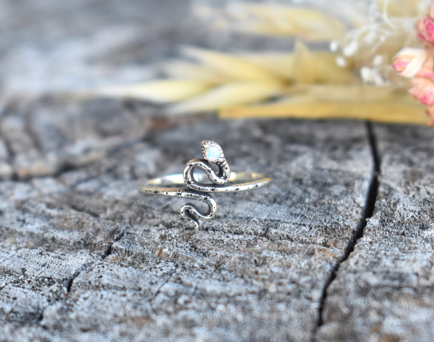 Opal Snake Ring-Sterling Silver