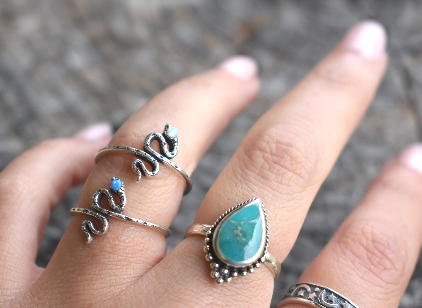 Opal Snake Ring-Sterling Silver