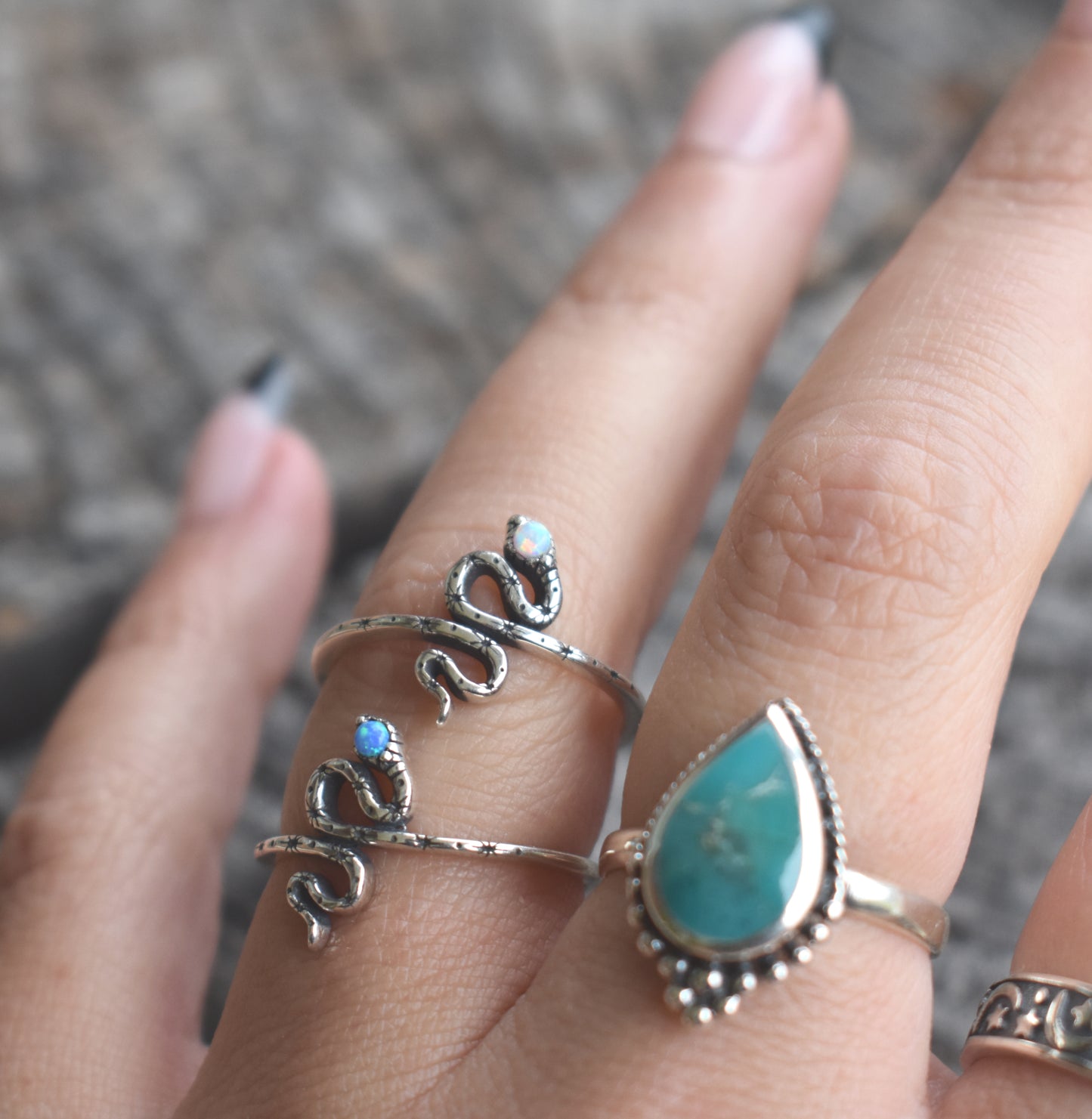 Opal Snake Ring-Sterling Silver