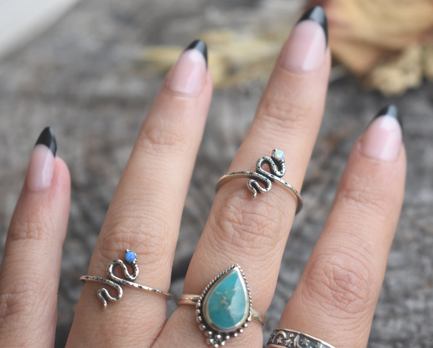 Opal Snake Ring-Sterling Silver