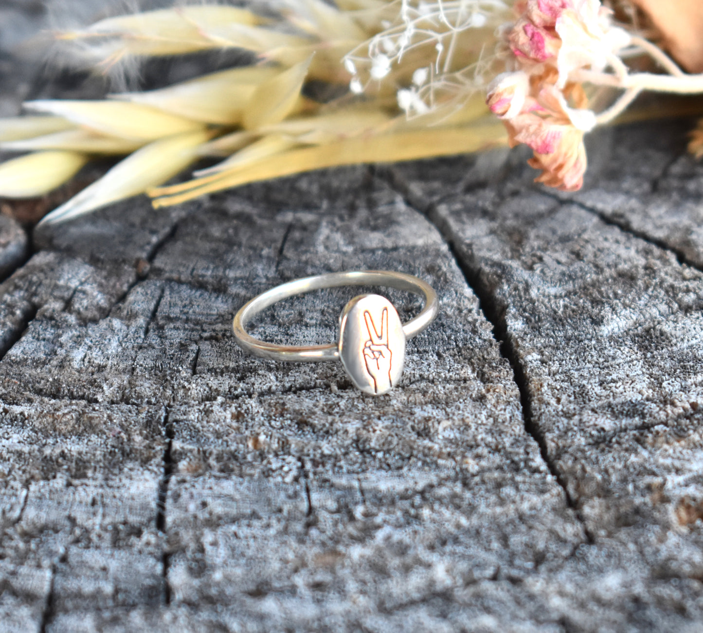 Peace Sign Ring-925 Sterling Silver