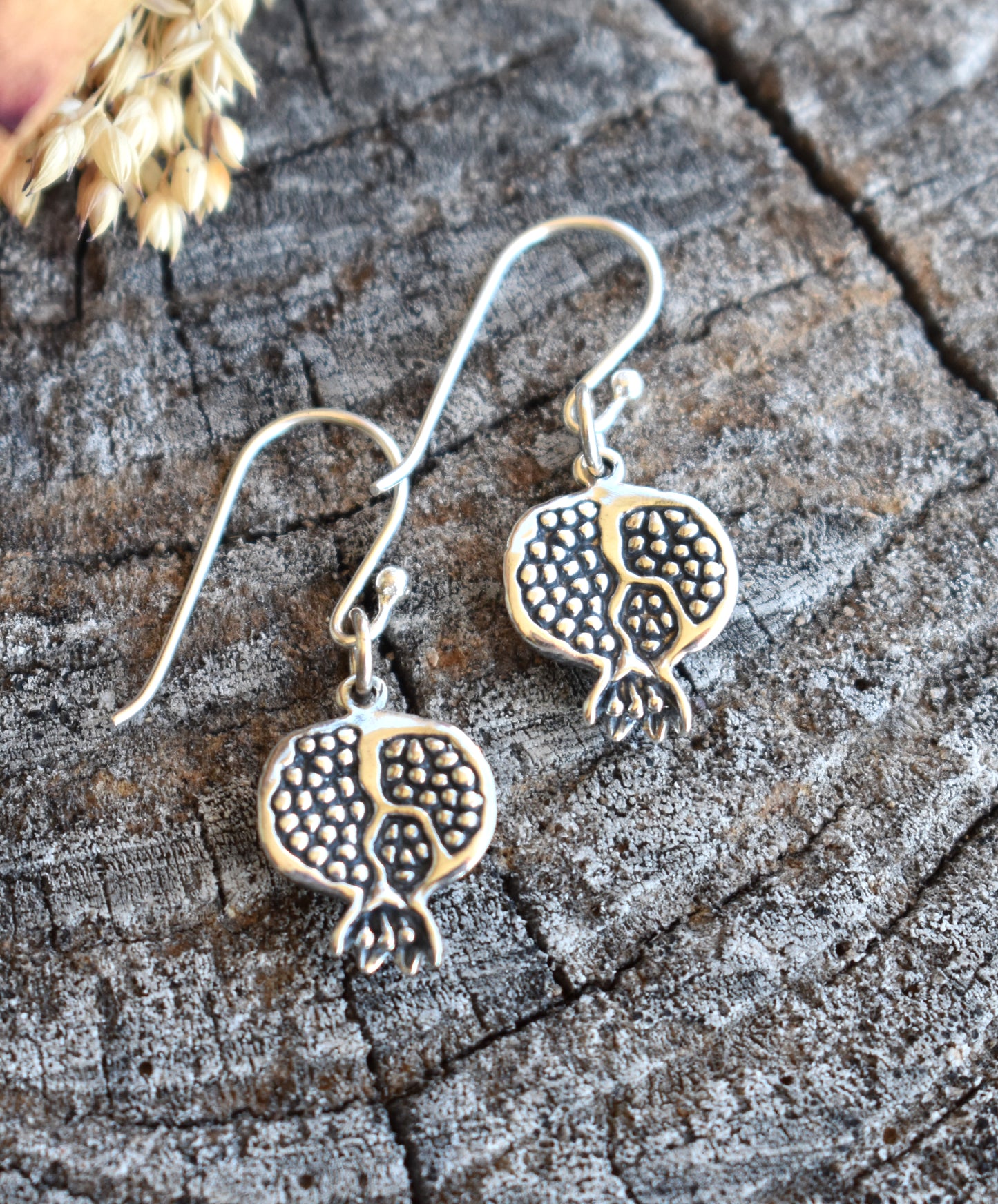 Pomegranate Huggie Hoop Earrings-Sterling Silver