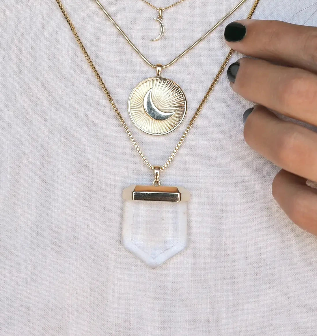 Gold Quartz Statement Necklace-14k Gold Fill