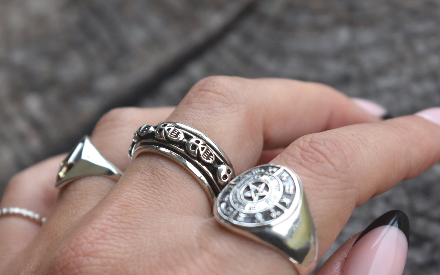 Skulls Spinner Ring-Sterling Silver
