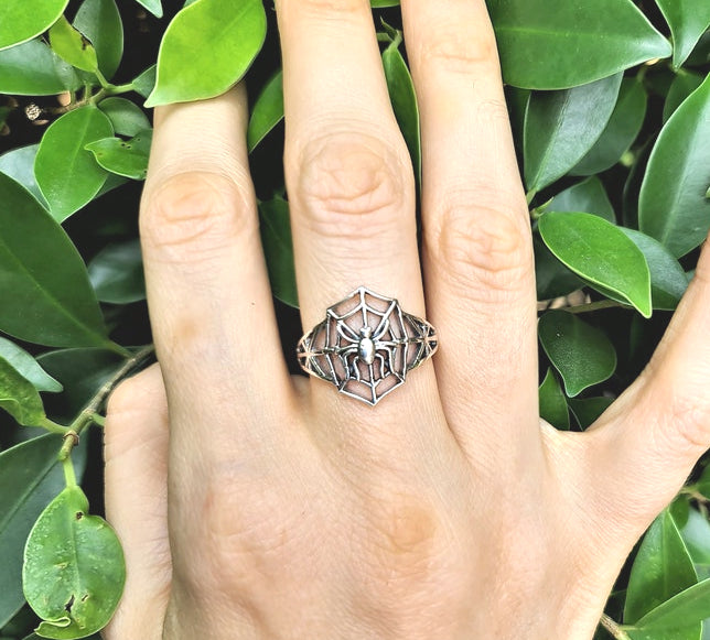Spider in Web Ring-Sterling Silver -Statement Ring