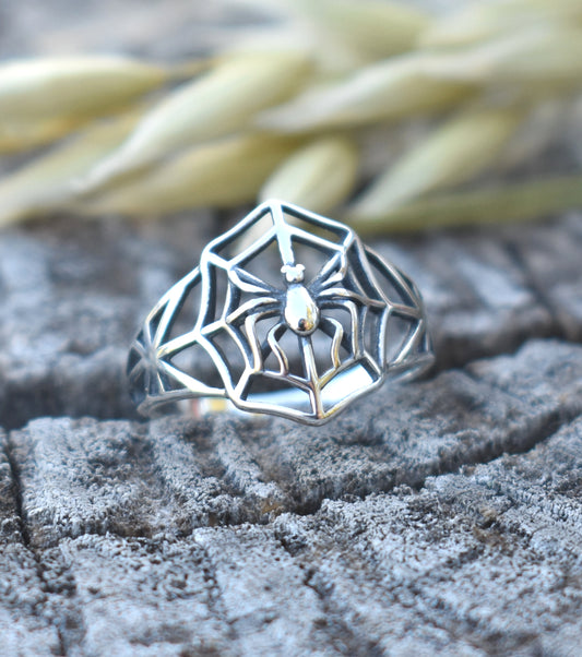 Spider in Web Ring-Sterling Silver -Statement Ring