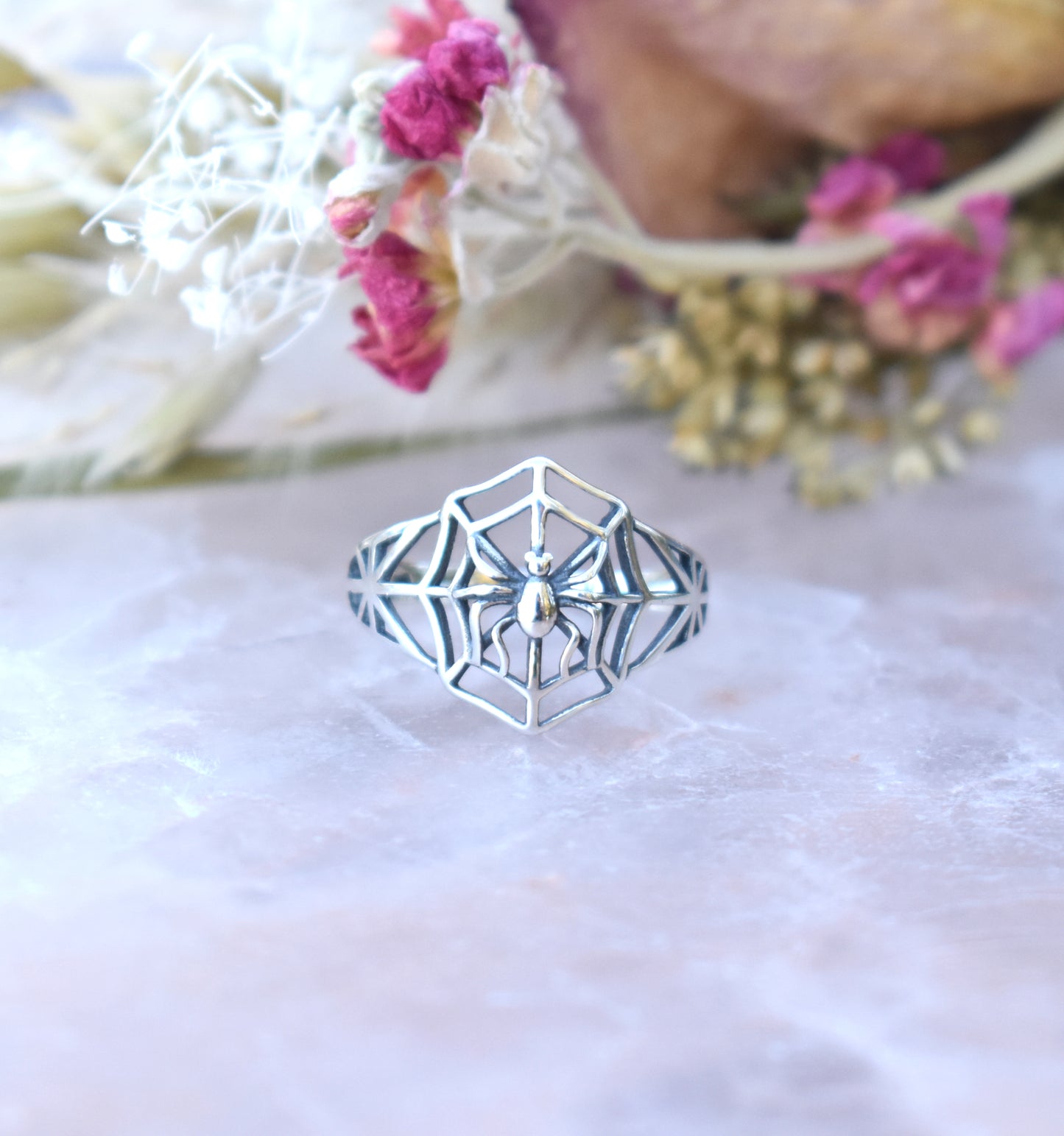 Spider in Web Ring-Sterling Silver -Statement Ring