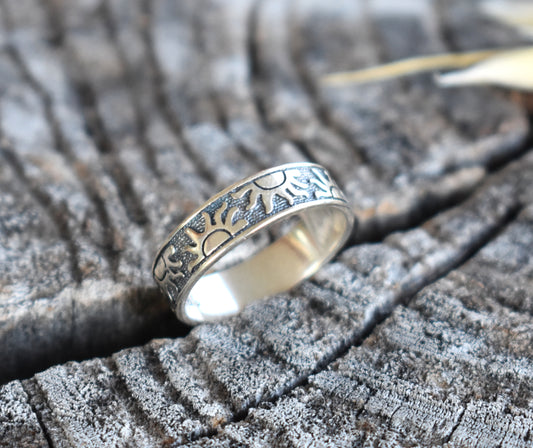 Wide Sun Ring Band-Celestial Series